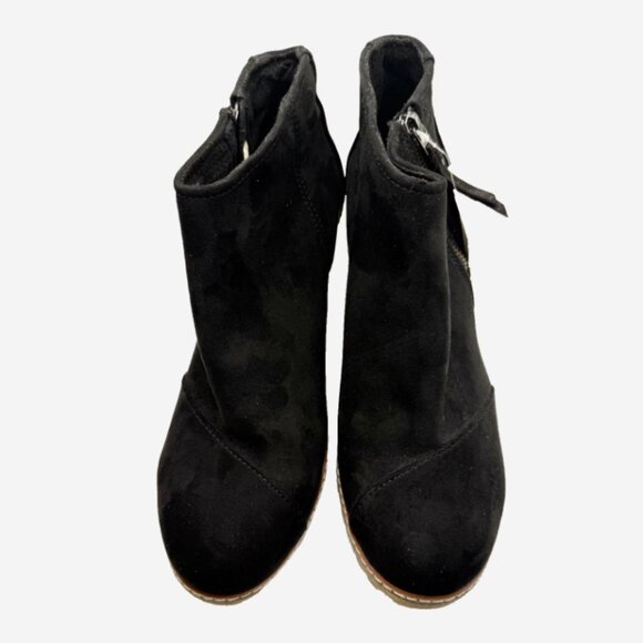 TOMS Avery Black Suede Wedge Ankle Booties Size 10 NWT 3” Heel Casual Shoes - Picture 9 of 10